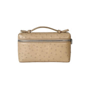 Pre-owned Loro Piana Extra Pocket L19 Pouch Beige Ostrich Bag